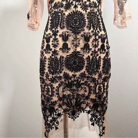 NWT For love and lemons illusion English Victorian dress black nude mesh size s